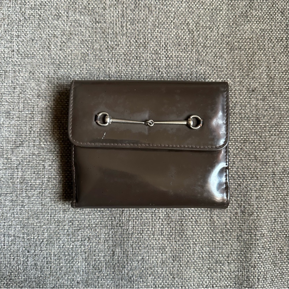 Vintage Gucci brown horsebit compact walle